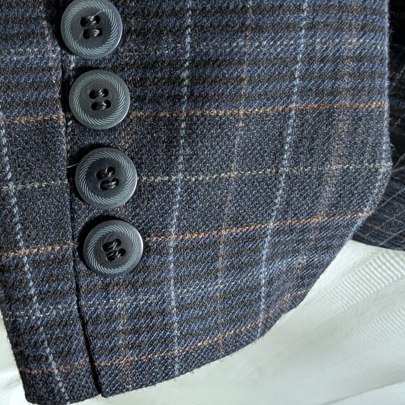 Esprit Women’s Navy Plaid Blazer Wool blend Cotton lined Size 2 Preppy Academia - Picture 6 of 11